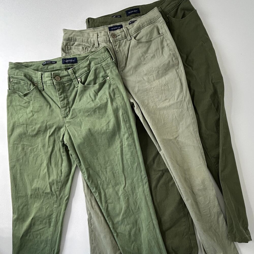 Lot of 3 Charter Club Bristol Skinny Ankle Pants Size 4 Green Stretch Jeans